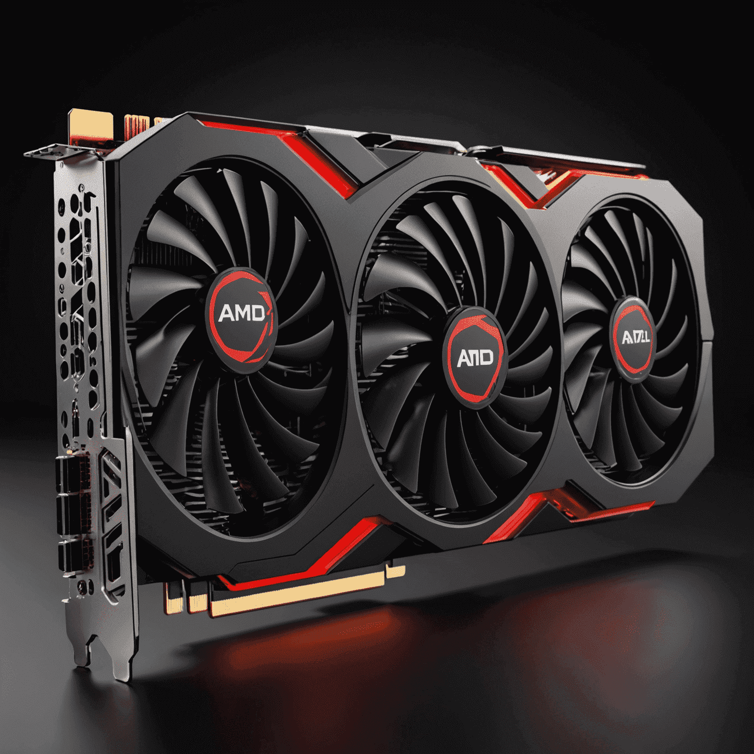 AMD Radeon RX 6800 XT graphics card, featuring a triple-fan design and 'Radeon' logo illuminated in red