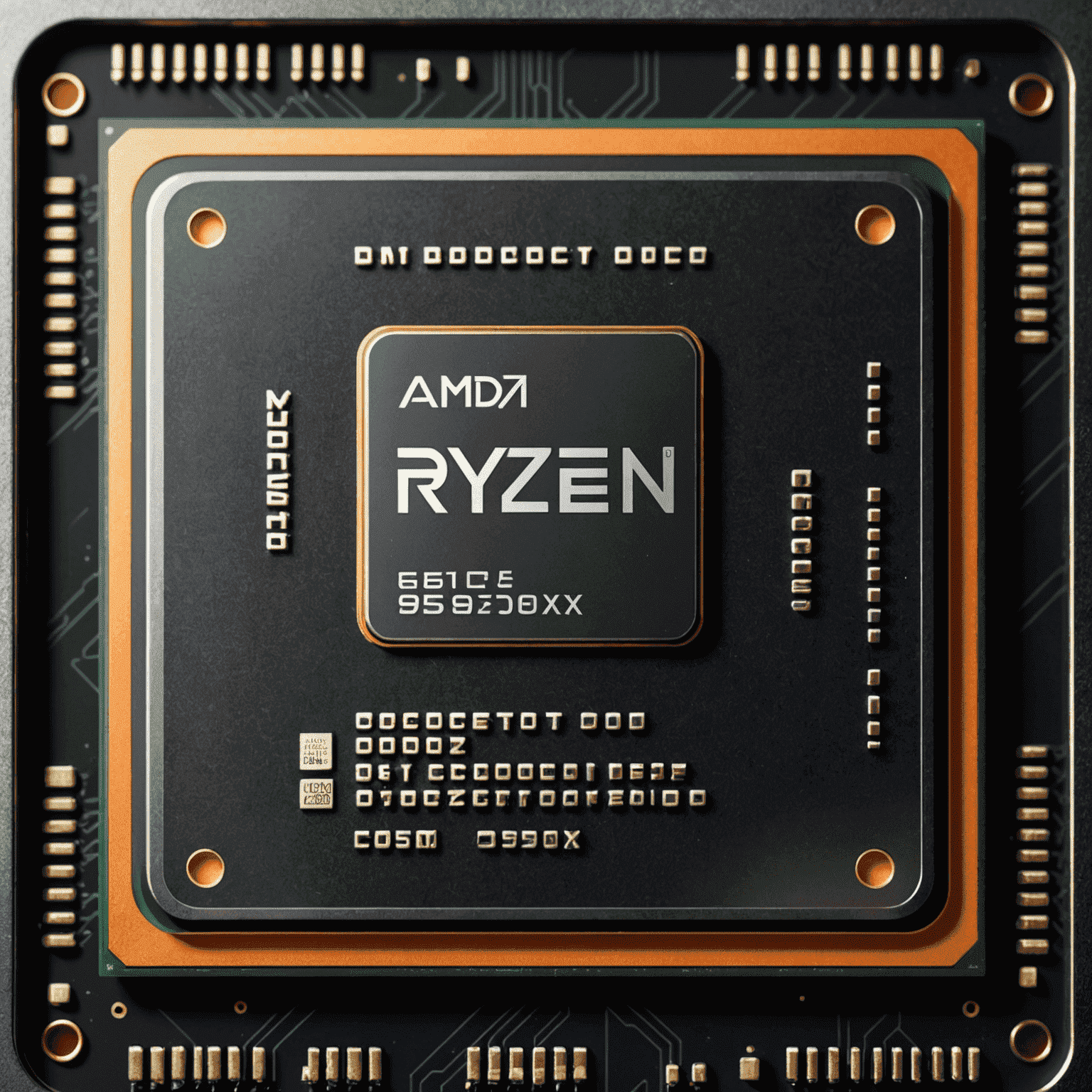 AMD Ryzen 9 5950X processor chip close-up, showcasing its intricate design and AMD branding